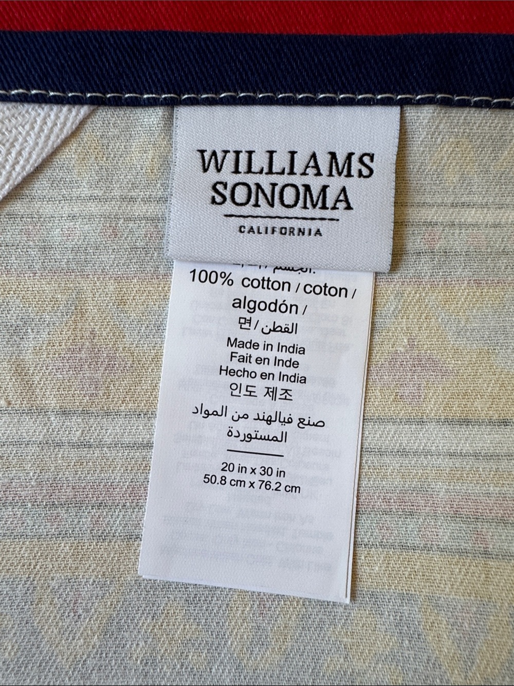 NEW Williams Sonoma White & Navy Fleur Kitchen Cotton Set with Multicolor Border - Picture 10 of 11